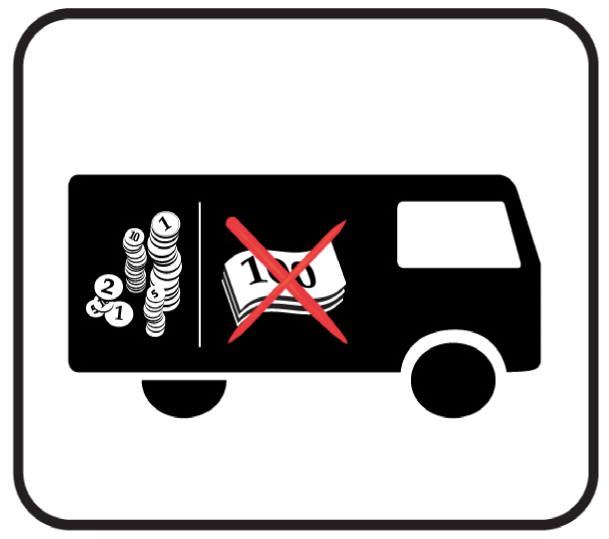 Piktogramm für ausschliesslich Münzen Transportierende CIT-Fahrzeuge